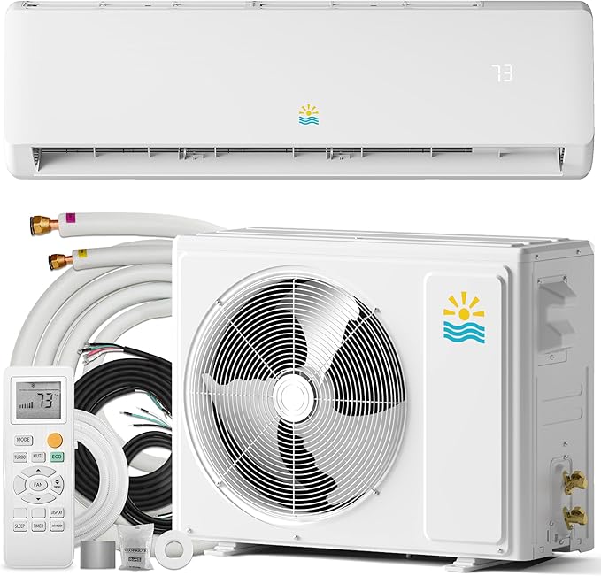 Mini Split AC/Heating System - 18000 BTU Mini Split AC Unit Inverter Heating and Cooling, 19 SEER2 230V Energy Efficient