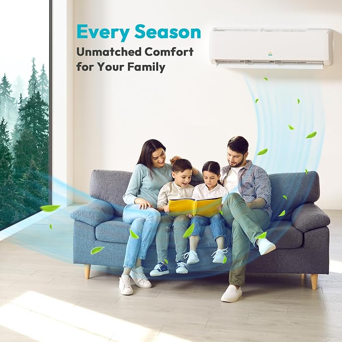 Mini Split AC/Heating System - 18000 BTU Mini Split AC Unit Inverter Heating and Cooling, 19 SEER2 230V Energy Efficient
