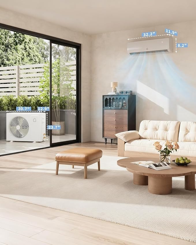 Mini Split Air Conditioner 12000 BTU with 19 SEER2 Efficiency, 208-230V, Smart Split Unit AC Cooling/Heating Up to 750 Sq.Ft