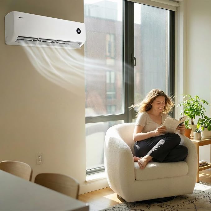 Mini Split Air Conditioner, 18,000 BTU AC / 18,400 BTU Heat, 230V 19 SEER2 High Efficiency Energy Saving, Quiet Inverter