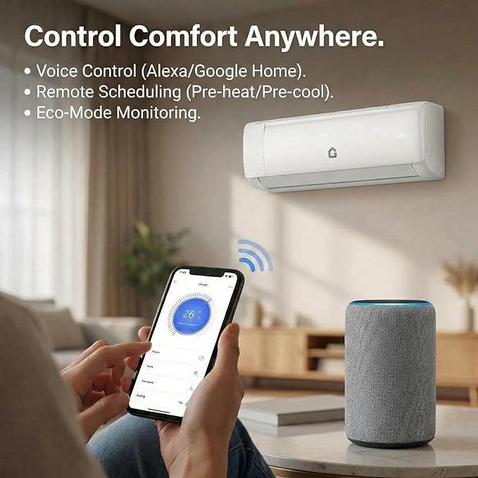 Mini Split Air Conditioner 22 SEER2 Efficiency Smart Inverter Tech,Alexa-Compatible WiFi Control,Professional Installation