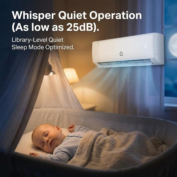 Mini Split Air Conditioner 22 SEER2 Efficiency Smart Inverter Tech,Alexa-Compatible WiFi Control,Professional Installation