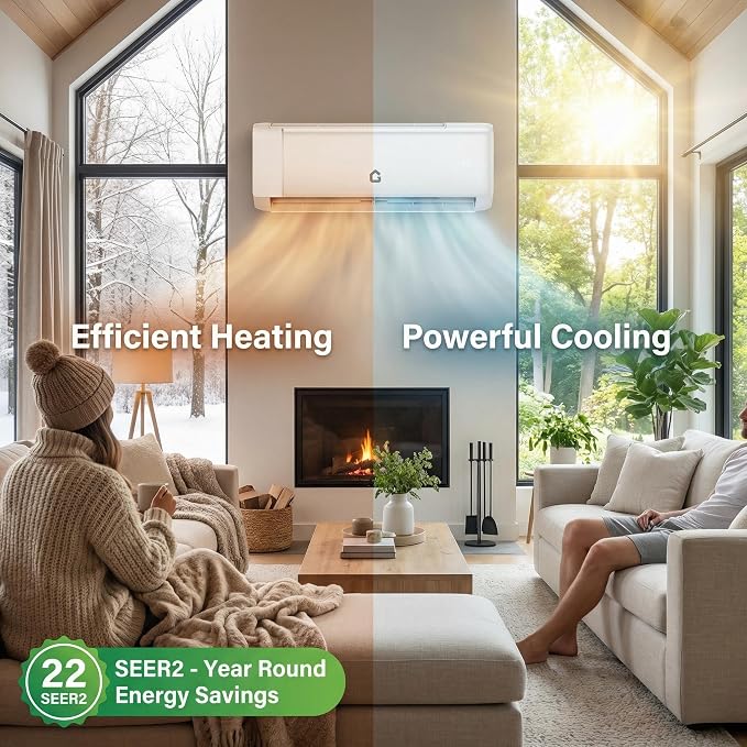 Mini Split Air Conditioner 22 SEER2 Efficiency Smart Inverter Tech,Alexa-Compatible WiFi Control,Professional Installation