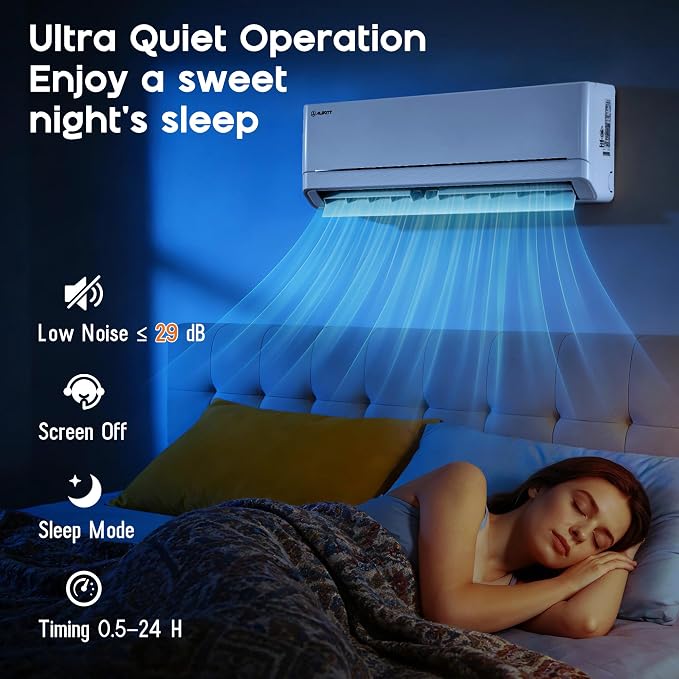 Mini Split Air Conditioner and Heater, 12,000 BTU, SEER2 18, 220V Inverter Energy-Efficient AC with Self-Cleaning, Remote and