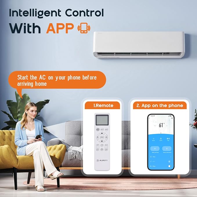 Mini Split Air Conditioner and Heater, 36,000 BTU, SEER2 18, 220V Inverter Energy-Efficient AC with Self-Cleaning, Remote and