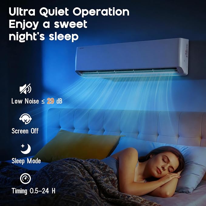Mini Split Air Conditioner and Heater, 36,000 BTU, SEER2 18, 220V Inverter Energy-Efficient AC with Self-Cleaning, Remote and