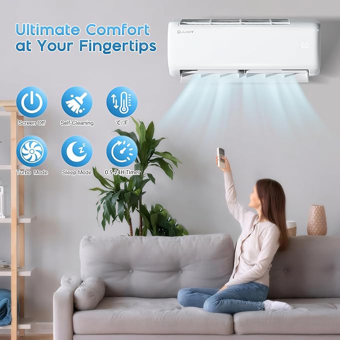 Mini Split Air Conditioner Heat Pump, 24000 BTU 21 SEER2 208V-230V, Energy Star, Remote Control for Rooms up to 1500 Sq.Ft