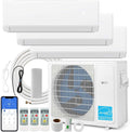 Mini Split Air Conditioner Tri 3 Zone 36K BTU (7K 12K 24K BTU) 23 SEER2 208-230V Compatible with Alexa, Cools Up to 2800