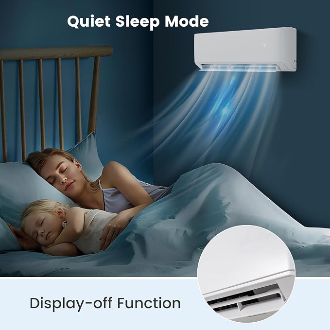 Mini Split Air Conditioner Tri 3 Zone 36K BTU (7K 12K 24K BTU) 23 SEER2 208-230V Compatible with Alexa, Cools Up to 2800