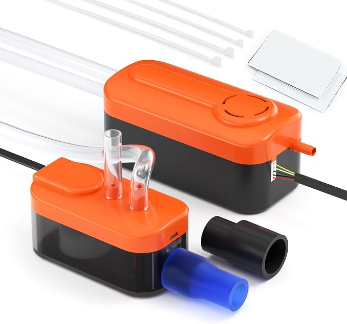 Mini Split HVAC Condensate Pump, 10.6 GPH, 110V/240V, Automatic Safety Switch, AC Condensate Removal for Air Conditioner