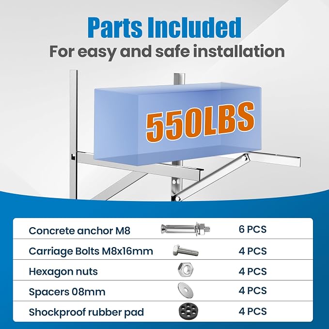 Mini Split Wall Mounting Bracket 304 Stainless Steel for 9000-24000 BTU Air Conditioner, Heavy Duty AC Support Bracket for