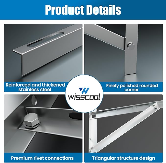 Mini Split Wall Mounting Bracket 304 Stainless Steel for 9000-24000 BTU Air Conditioner, Heavy Duty AC Support Bracket for