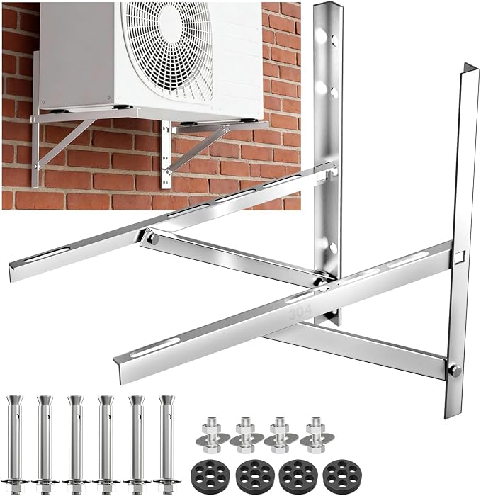 Mini Split Wall Mounting Bracket 304 Stainless Steel for 9000-36000 BTU Air Conditioner, Foldable Heavy Duty AC