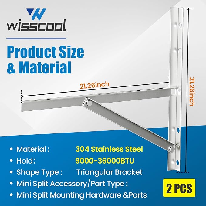Mini Split Wall Mounting Bracket 304 Stainless Steel for 9000-36000 BTU Air Conditioner, Foldable Heavy Duty AC, alternate