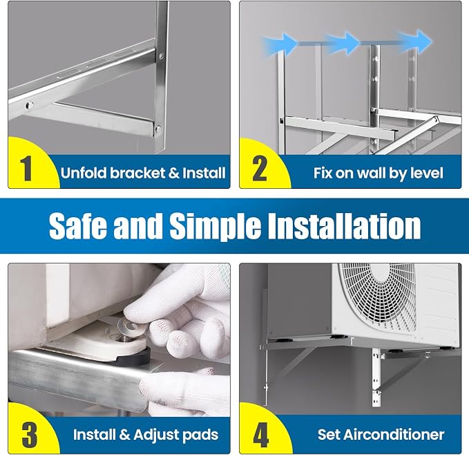 Mini Split Wall Mounting Bracket 304 Stainless Steel for 9000-36000 BTU Air Conditioner, Foldable Heavy Duty AC, alternate