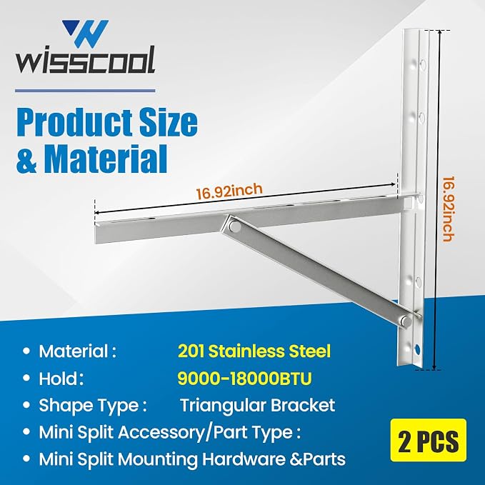 Mini Split Wall Mounting Bracket for 9000-24000 BTU Air Conditioner, Foldable Heavy Duty AC Support Bracket for Wall Mount