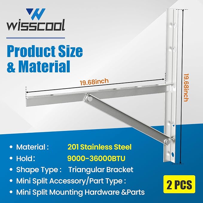 Mini Split Wall Mounting Bracket for 9000-36000 BTU Air Conditioner, Foldable Heavy Duty AC Support Bracket for Wall Mount
