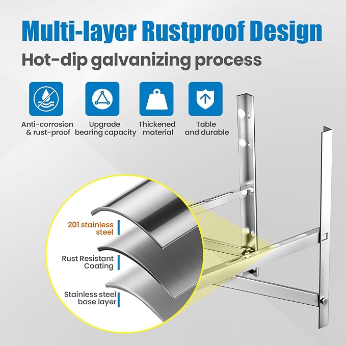 Mini Split Wall Mounting Bracket for 9000-36000 BTU Air Conditioner, Foldable Heavy Duty AC Support Bracket for Wall Mount