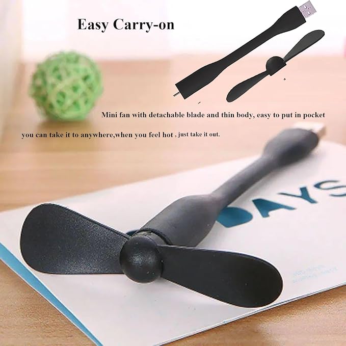 Mini USB Fan, Portable Pocket Fan USB-A Powered Little Cooler, Quiet Operation, for Home Office Car Outdoor Travel- 4 Pack