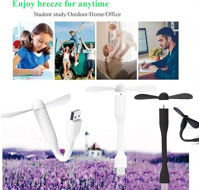 Mini USB Fan, Portable Pocket Fan USB-A Powered Little Cooler, Quiet Operation, for Home Office Car Outdoor Travel- 4 Pack
