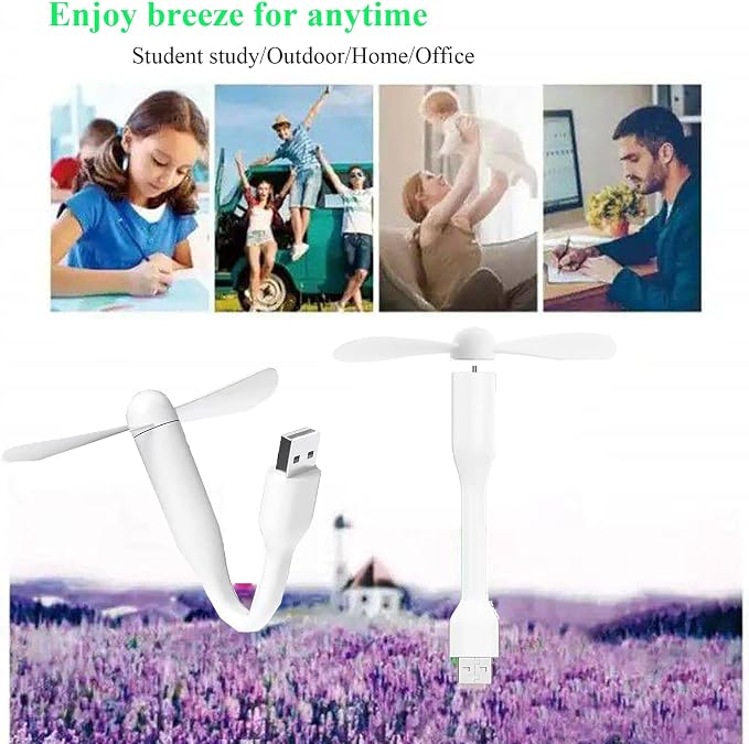 Mini USB Fan, Portable Pocket Fan USB-A Powered Little Cooler, Quiet Operation, for Home Office Car Outdoor Travel- 4 Pack