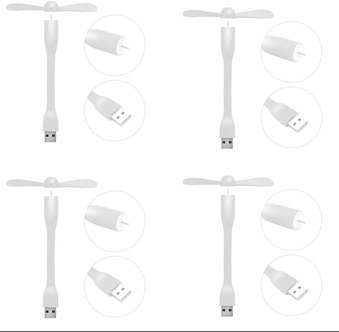 Mini USB Fan, Portable Pocket Fan USB-A Powered Little Cooler, Quiet Operation, for Home Office Car Outdoor Travel- 4 Pack