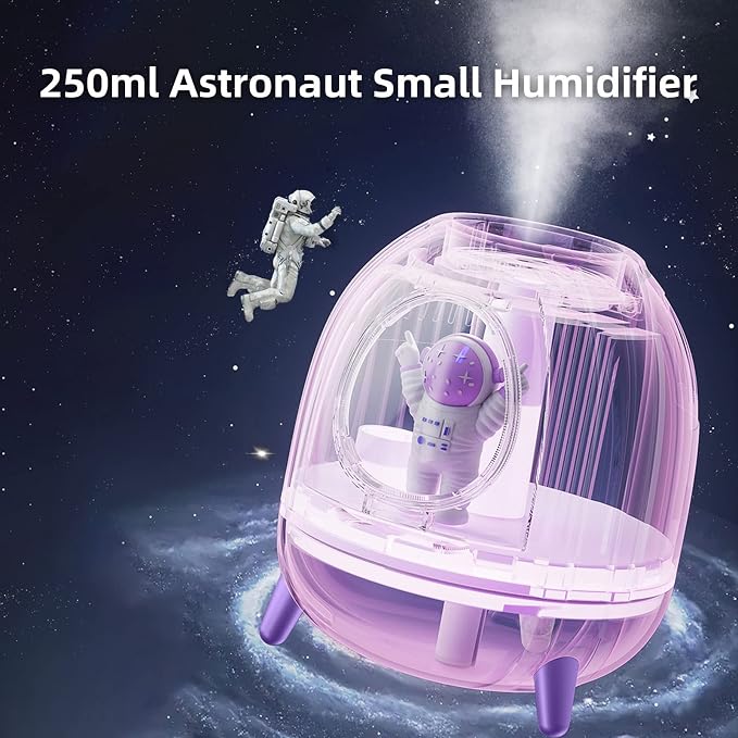 Mini USB Humidifier 250ml with 7 Colors LED Night Light, Small Humidifier for Kids, Plant, Bedroom, Office, Desk, Babies