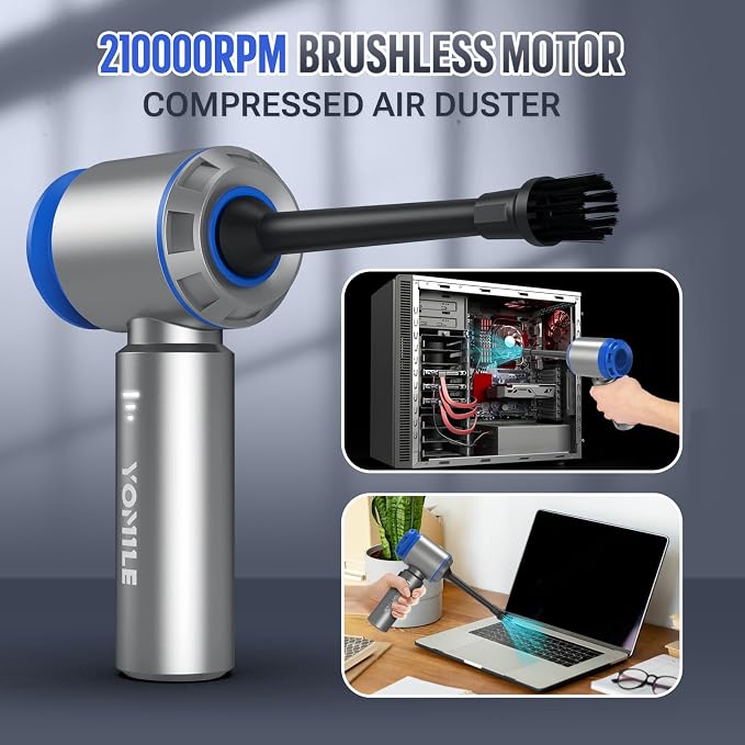 Mini Vacuum Cleaner, 2 in 1 27000PA Brushless Car Vacuum &250000RPM Air Duster 9000mAh Battery Air Blower Wireless Handheld