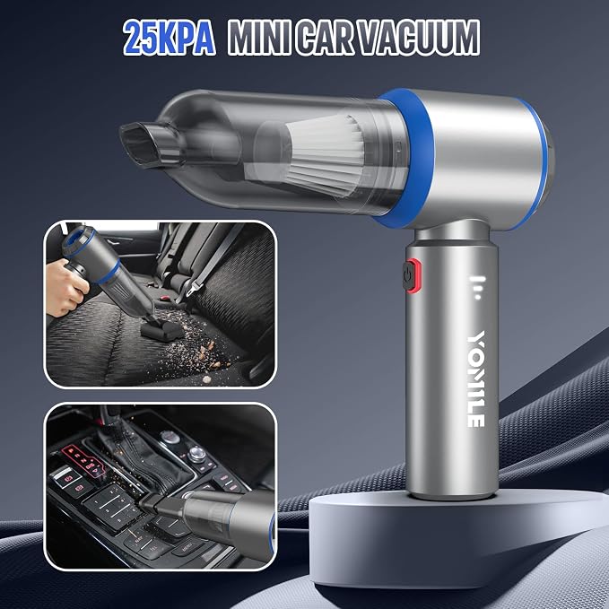 Mini Vacuum Cleaner, 2 in 1 27000PA Brushless Car Vacuum &250000RPM Air Duster 9000mAh Battery Air Blower Wireless Handheld