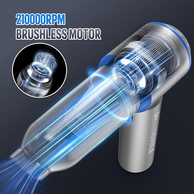Mini Vacuum Cleaner, 2 in 1 27000PA Brushless Car Vacuum &250000RPM Air Duster 9000mAh Battery Air Blower Wireless Handheld