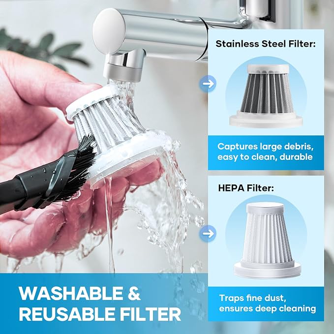 Mini Vacuum Cleaner, 3 in 1 Car Vacuum Cleaner High Power, 15000PA Powerful Suction, Air Duster, 7500mAh, Adjustable Small