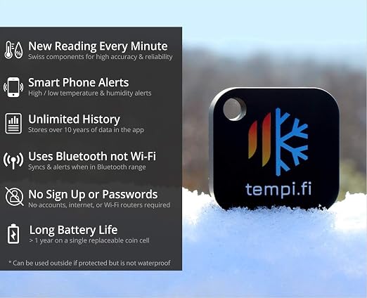 Mini Wireless Temperature and Humidity Sensor - Developed in The USA - 24/7 Data Logger with Alarm – Bluetooth, alternate