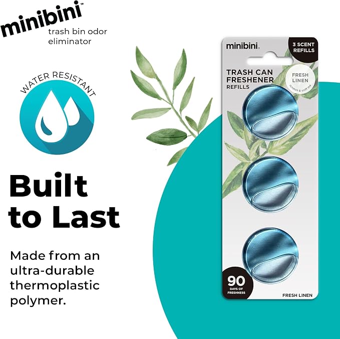 Minibini Trash Can Deodorizer and Odor Eliminator, Garbage Can Air Freshener and Odor Control Up to 30 Days, Refill Pack