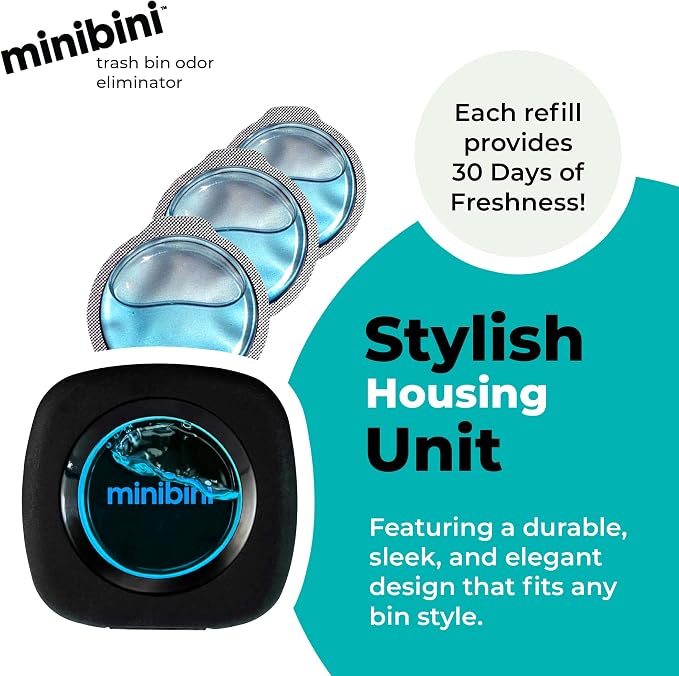 Minibini Trash Can Deodorizer and Odor Eliminator, Garbage Can Air Freshener and Odor Control Up to 30 Days, Refill Pack