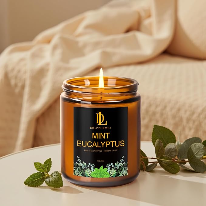 Mint Eucalyptus Candles, Mint Eucalyptus Scented Candle, Mother's Day Candle Gifts for Women, Soy Candles for Home Scented