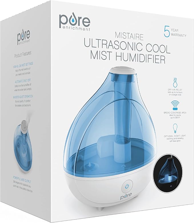 MistAire Ultrasonic Cool Mist Humidifier - Quiet Air Humidifier for Bedroom, Nursery, Office, & Indoor Plants, alternate