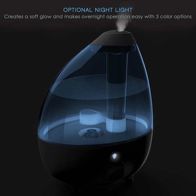 MistAire XL Ultrasonic Cool Mist Humidifier - All Day Operation for Large Rooms, 1 Gallon Tank, Variable Mist Control
