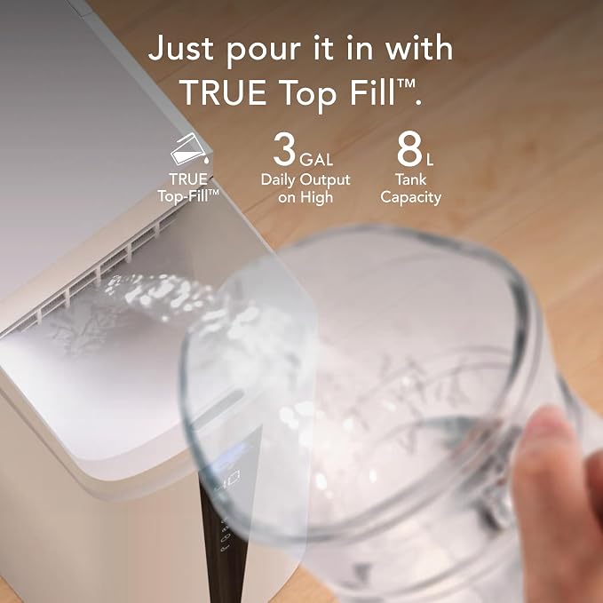 MISTIC 8 Whole Room Ultrasonic Humidifier, Top-Fill, Aromatherapy, 2-Gallon Tank, 3-Gallon Output, Warm or Cool Mist