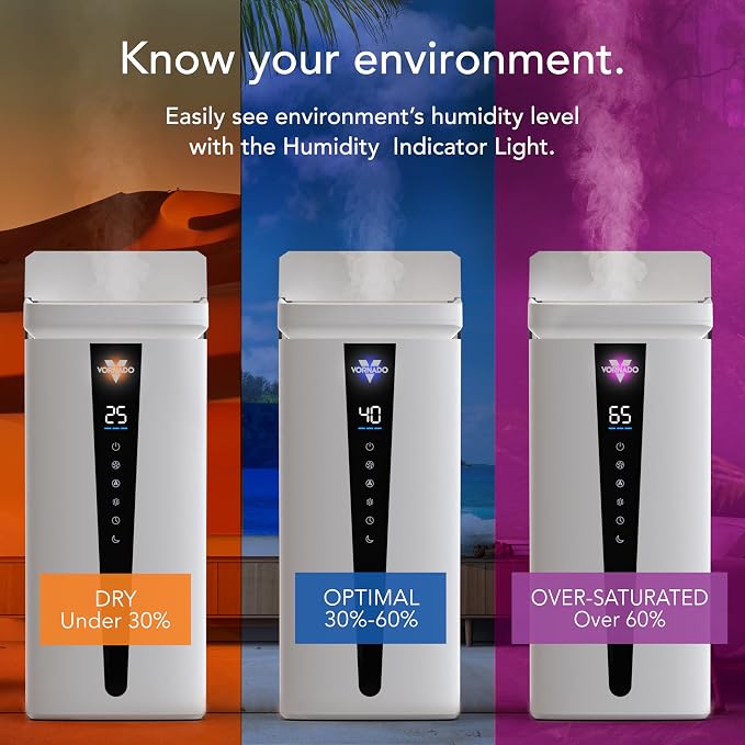 MISTIC 8 Whole Room Ultrasonic Humidifier, Top-Fill, Aromatherapy, 2-Gallon Tank, 3-Gallon Output, Warm or Cool Mist