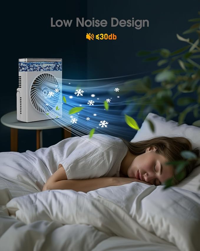 Misting Fan Portable, 8000mAh 8-Inch Rechargeable Battery Operated Fan with 600mL Water Tank, Cooling Desk Misting Fans for