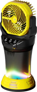 Misting Fan Portable Battery Powered with Remote Control, Camping Fan with RGB Ambient Light with 2L Bucket