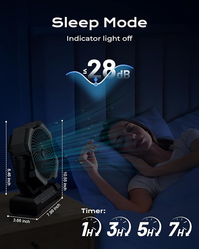 Misting Fan, Portable Camping Fans with 9oz Water Tank, 24000mAh Rechargeable Fan with 4 Speed, Battery Powered, alternate
