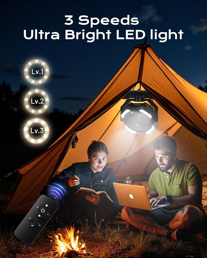 Misting Fan, Portable Camping Fans with 9oz Water Tank, 24000mAh Rechargeable Fan with 4 Speed, Battery Powered, alternate
