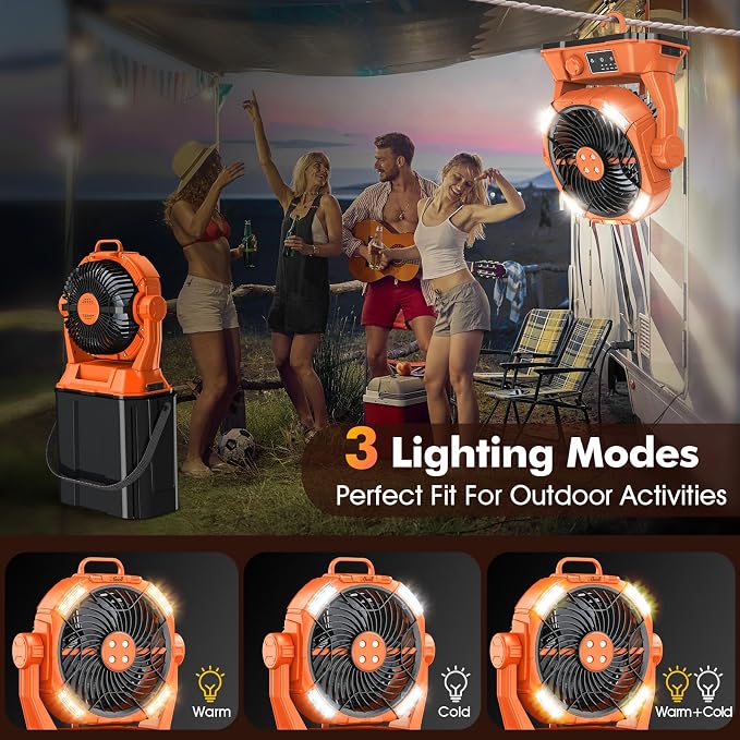 Misting Fan with Portable 6L Bucket for Outdoor Patios, 20000mAh Rechargeable Mister Fan for Camping with LED, alternate view