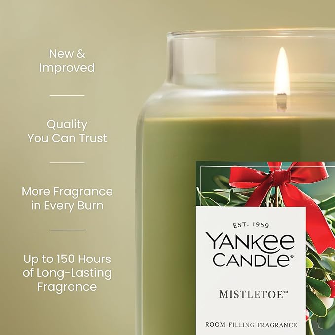 Mistletoe, Christmas Scented Candle, 22oz Large Jar with up to 150 Hour Burn Time, Giftable, alternate product view 3