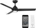 Mocha Indoor/Outdoor 3-Blade Smart Compatible Ceiling Fan 54in Matte Black with 3000K LED Light Kit and Remote Control with