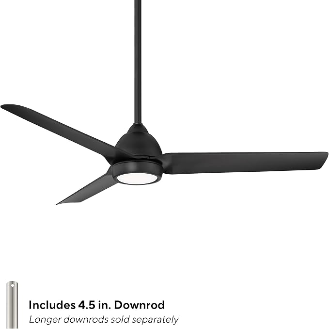 Mocha Indoor/Outdoor 3-Blade Smart Compatible Ceiling Fan 54in Matte Black with 3000K LED Light Kit and Remote Control with