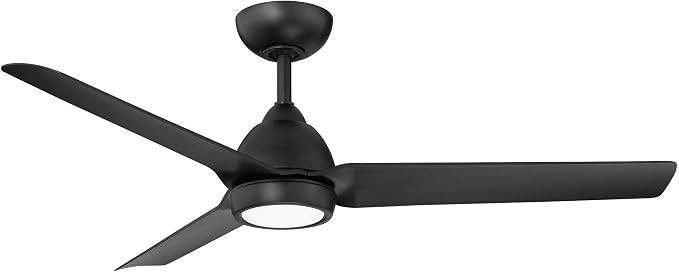 Mocha Indoor/Outdoor 3-Blade Smart Compatible Ceiling Fan 54in Matte Black with 3000K LED Light Kit and Remote Control with