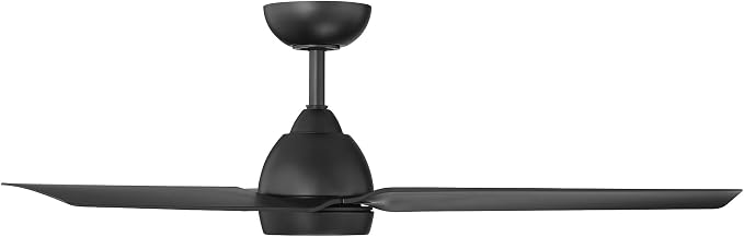 Mocha Indoor/Outdoor 3-Blade Smart Compatible Ceiling Fan 54in Matte Black with 3000K LED Light Kit and Remote Control with