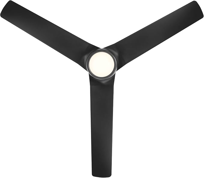 Mocha Indoor/Outdoor 3-Blade Smart Compatible Ceiling Fan 54in Matte Black with 3000K LED Light Kit and Remote Control with